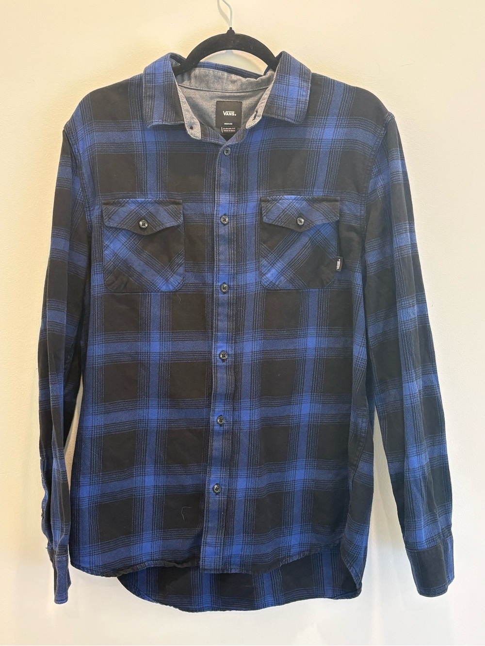 Vans Black & Blue Plaid Long-Sleeve Button-Down